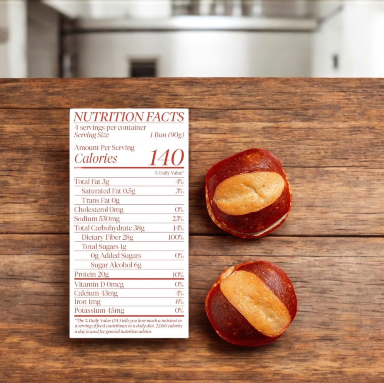 BetterBrand, The Better Bun – Pretzel Style (1 Bag, 4 Buns) In Stock- Ready to Ship!!