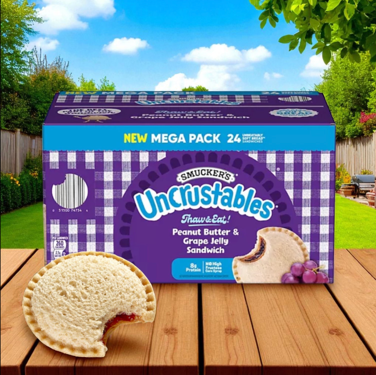 Smucker's Uncrustables Bundle Of Peanut Butter & Strawberry Jam Sandwich & Peanut Butter & Grape Jelly Sandwich  24 Count - 2 Pack
