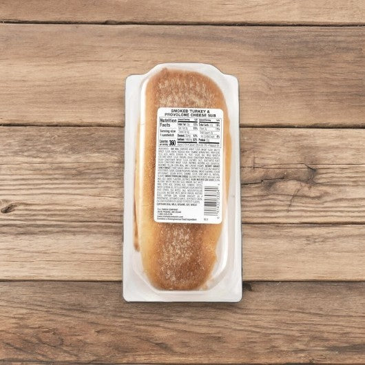 E.A. Sween's Smoked White Turkey & Provolone Cheese Sub is packaged in a case of 10, ships frozen, and has a 30-day shelf life in the cooler.