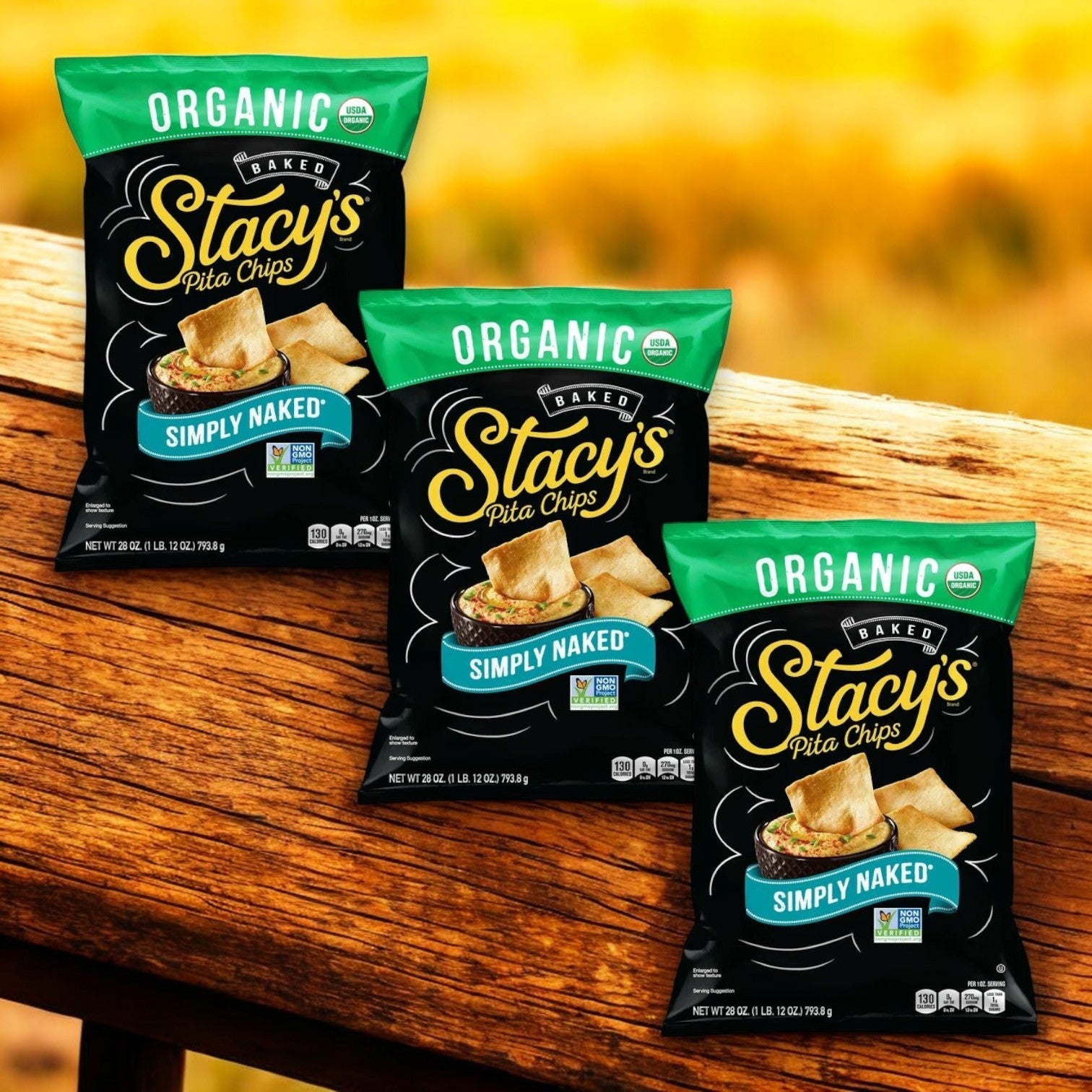 Stacy's Organic Simply Naked Pita Chips – Pure Snack Perfection 28 oz. - 3 Count