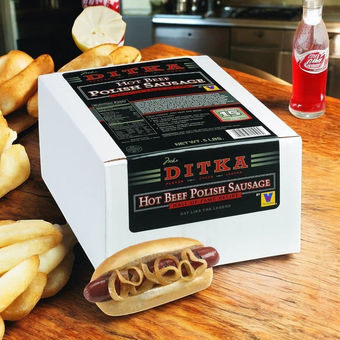 3 - 5 lb.Cases of Vienna Beef Ditka's Hot Polish Sausages– 8" (3 sausages per lb) | 45 total