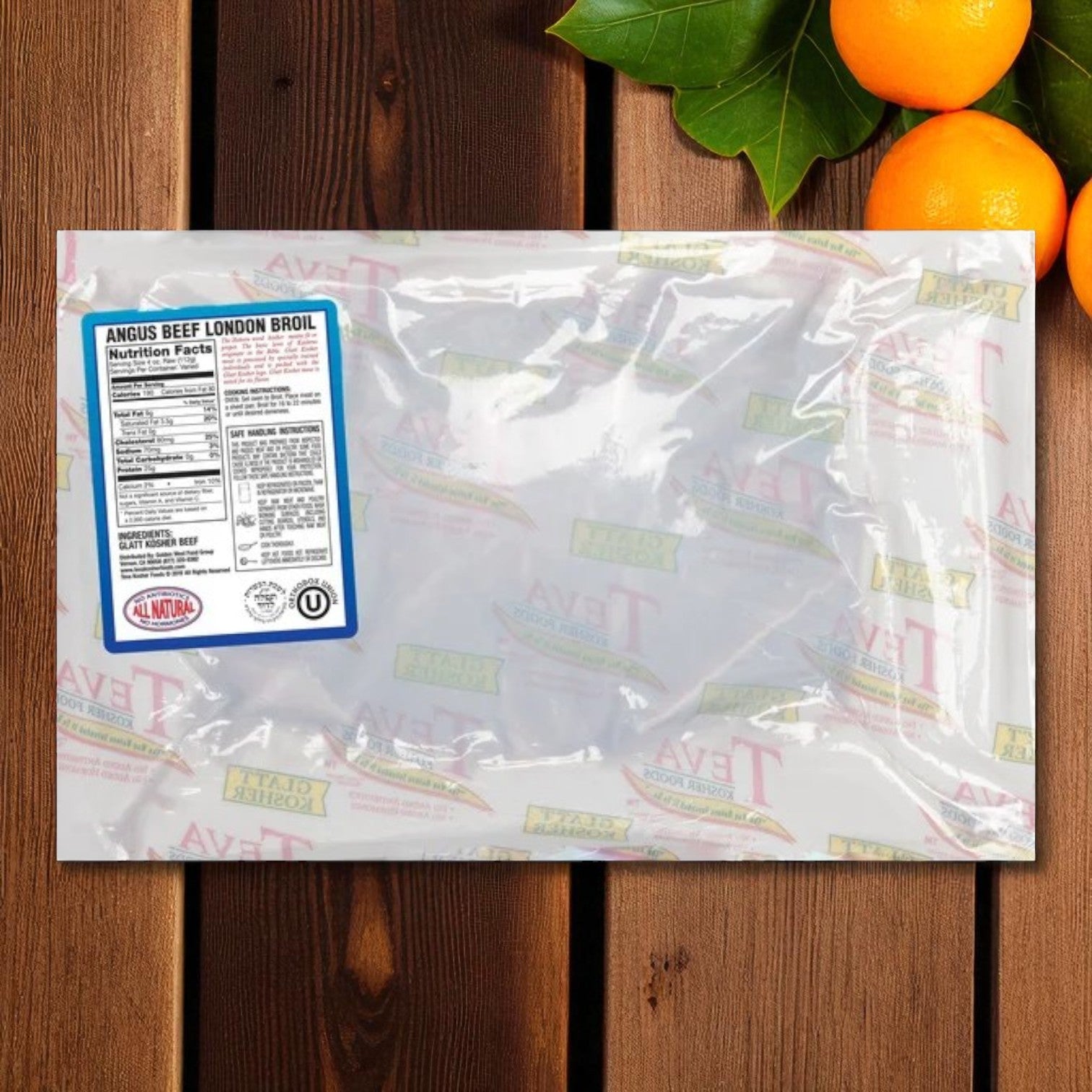 Teva Kosher Foods Glatt Kosher Angus Beef London Broil – 3 Pack, About 2.26 lbs Each