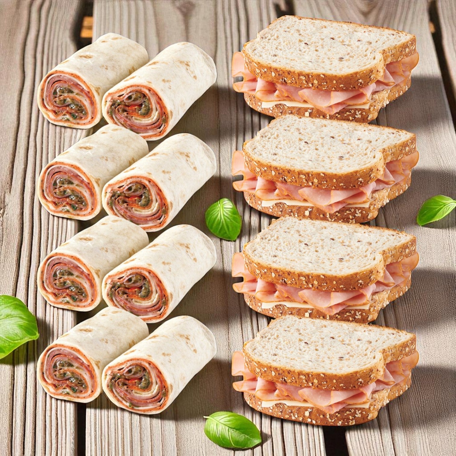 Market Sandwich 8-Pack – 4 Italian Style Wraps (8.2 oz) & 4 Ham & Swiss on Multigrain Sandwiches (6.5 oz), Individually Wrapped