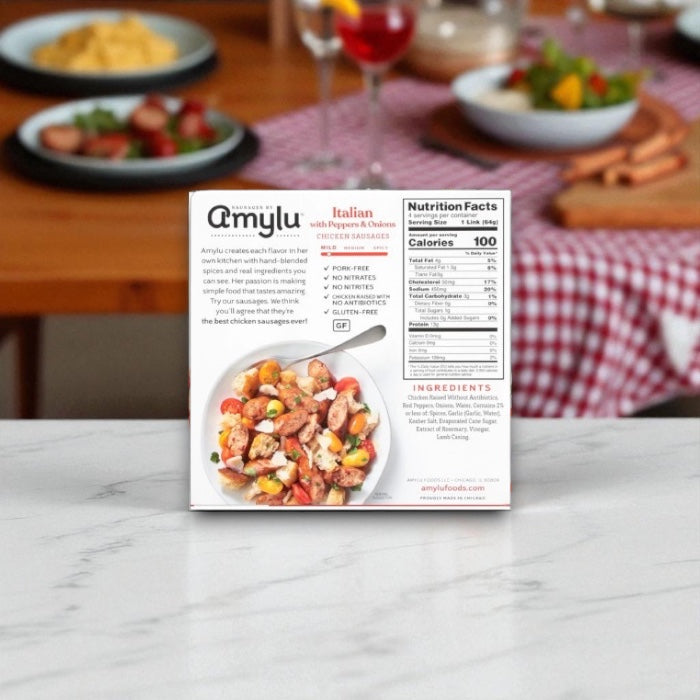 Amylu Italian Chicken Sausage with Peppers & Onions – 9 oz