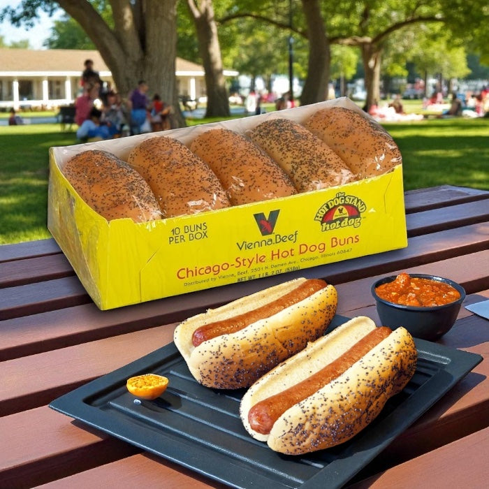 Vienna Poppy Seed Hot Dog Buns,  10 Buns per Box ( 1 pack)
