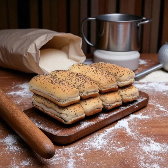 Vienna Poppy Seed Hot Dog Buns,  10 Buns per Box ( 1 pack)