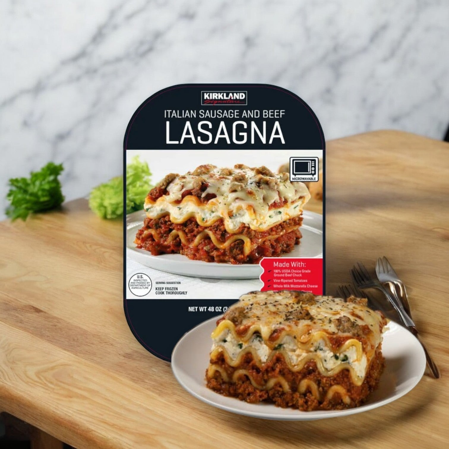 Kirkland Signature Italian Sausage and Beef Lasagna, 3 lbs, 2-count -