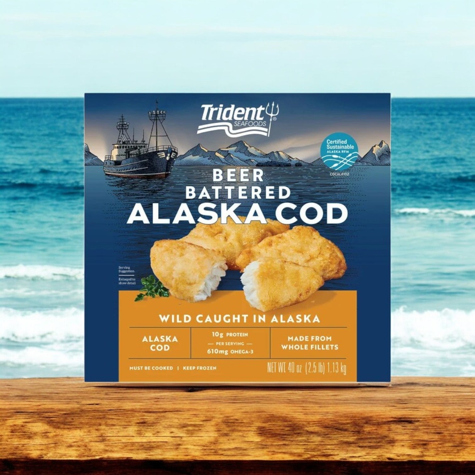 Trident Seafoods Wild Alaskan Beer Battered Cod Pack Size: 2.5 lbs