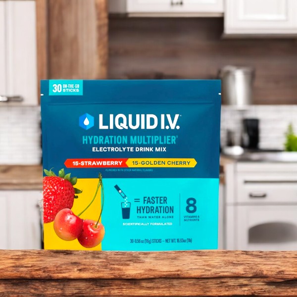 Liquid I.V. Hydration Multiplier 30 Individual Serving Stick Packs, Golden Cherry & Strawberry