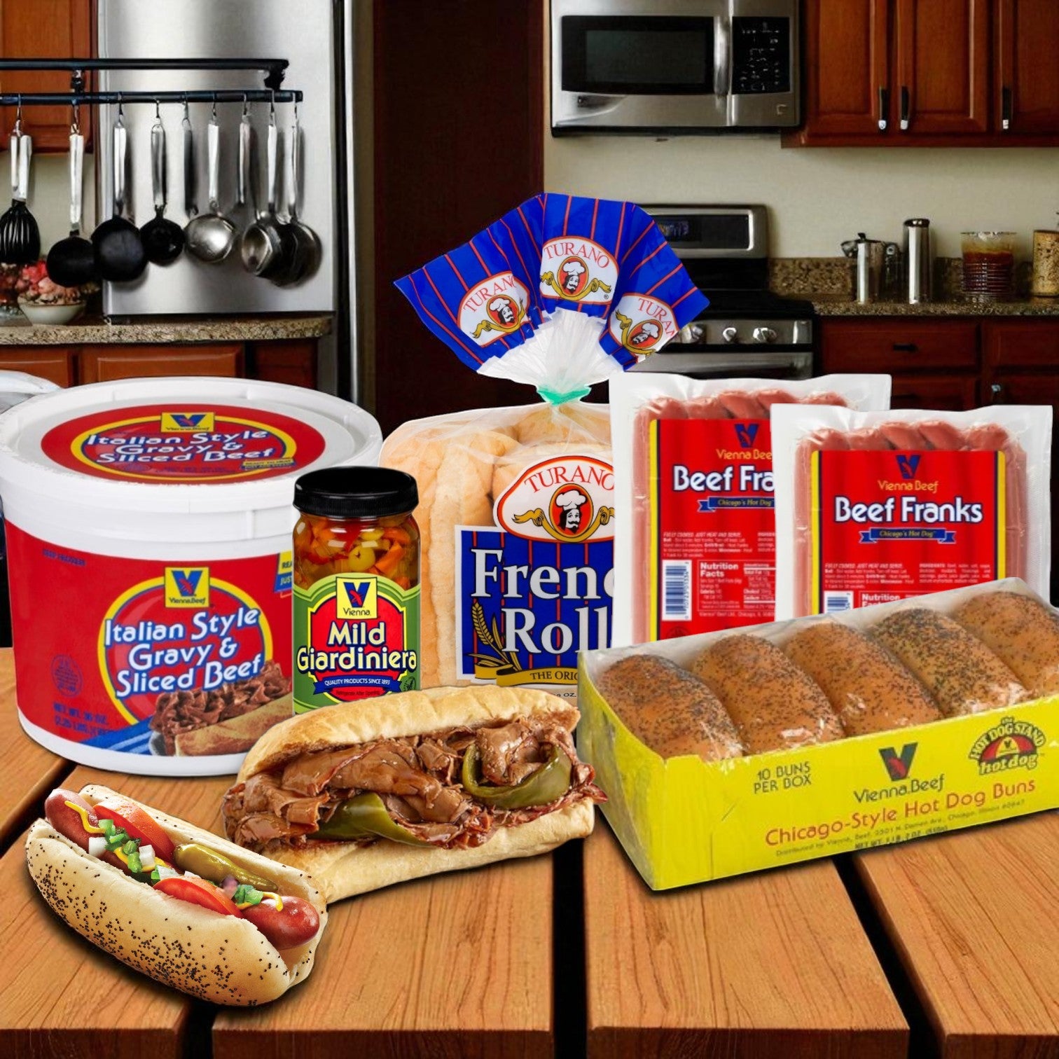 Chicago-Style Sandwich Kit – Italian Beef & (16 Count) Hot Dog Combo