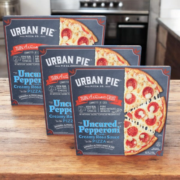 Urban Pie Pizza Co. Pizza, Thin Artisan Crust, Uncured Pepperoni, 18.55 oz.- 3 Packs