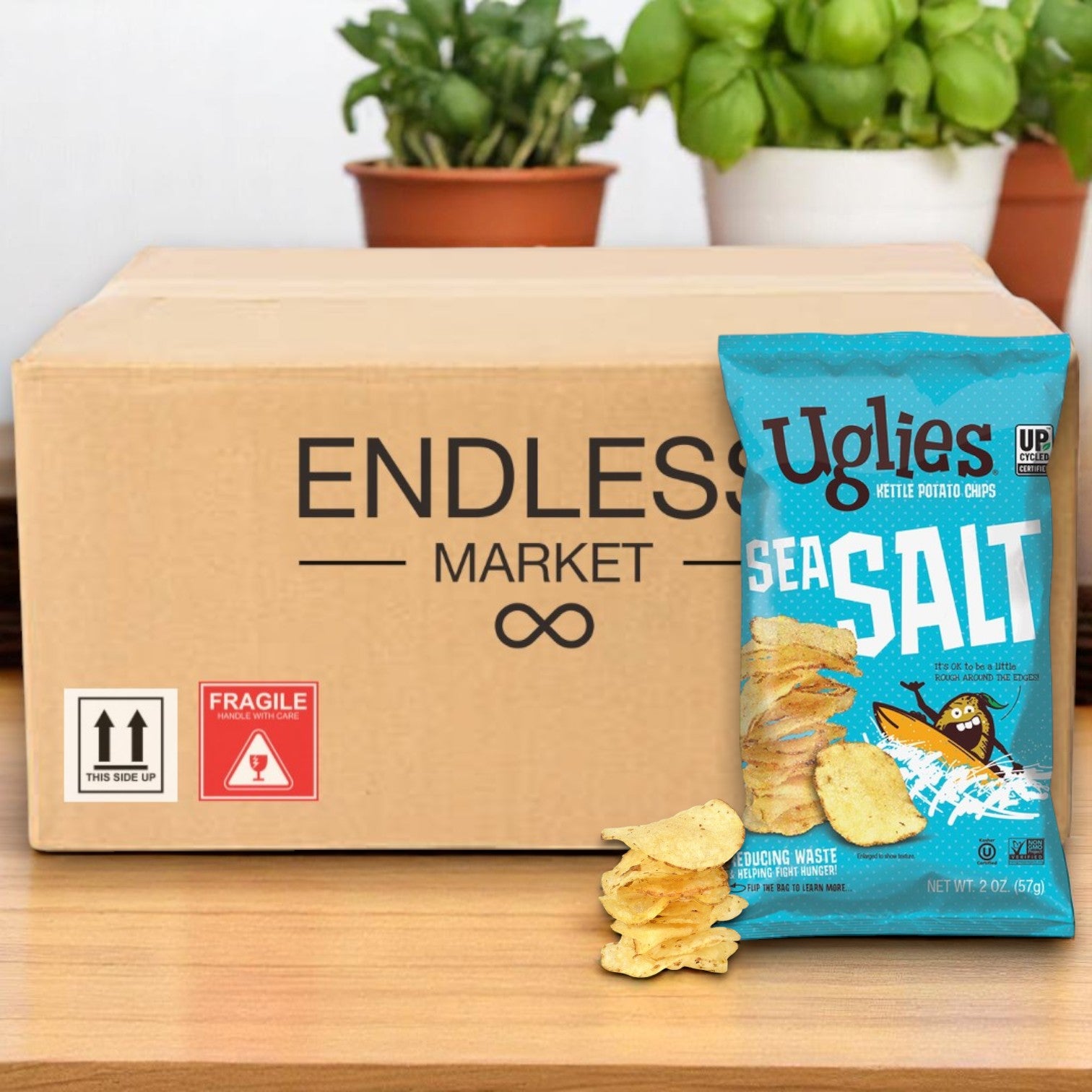 Uglies Potato Chips – Original Sea Salt Kettle-Cooked – 24 Bags (2 oz each)
