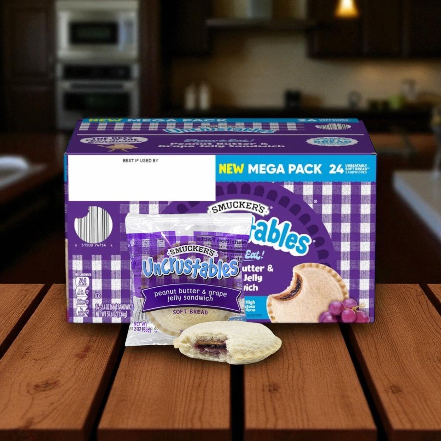 Smucker’s Uncrustables Variety Pack – Grape Jelly, Strawberry Jam, & Chocolate Hazelnut (58 Total Sandwiches, Frozen)