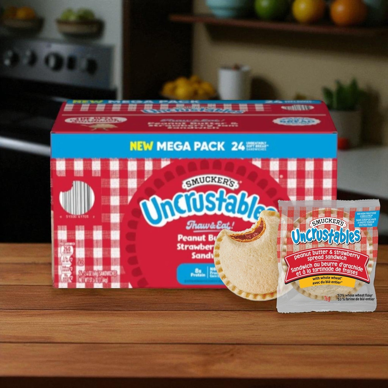 Smucker’s Uncrustables Variety Pack – Grape Jelly, Strawberry Jam, & Chocolate Hazelnut (58 Total Sandwiches, Frozen)