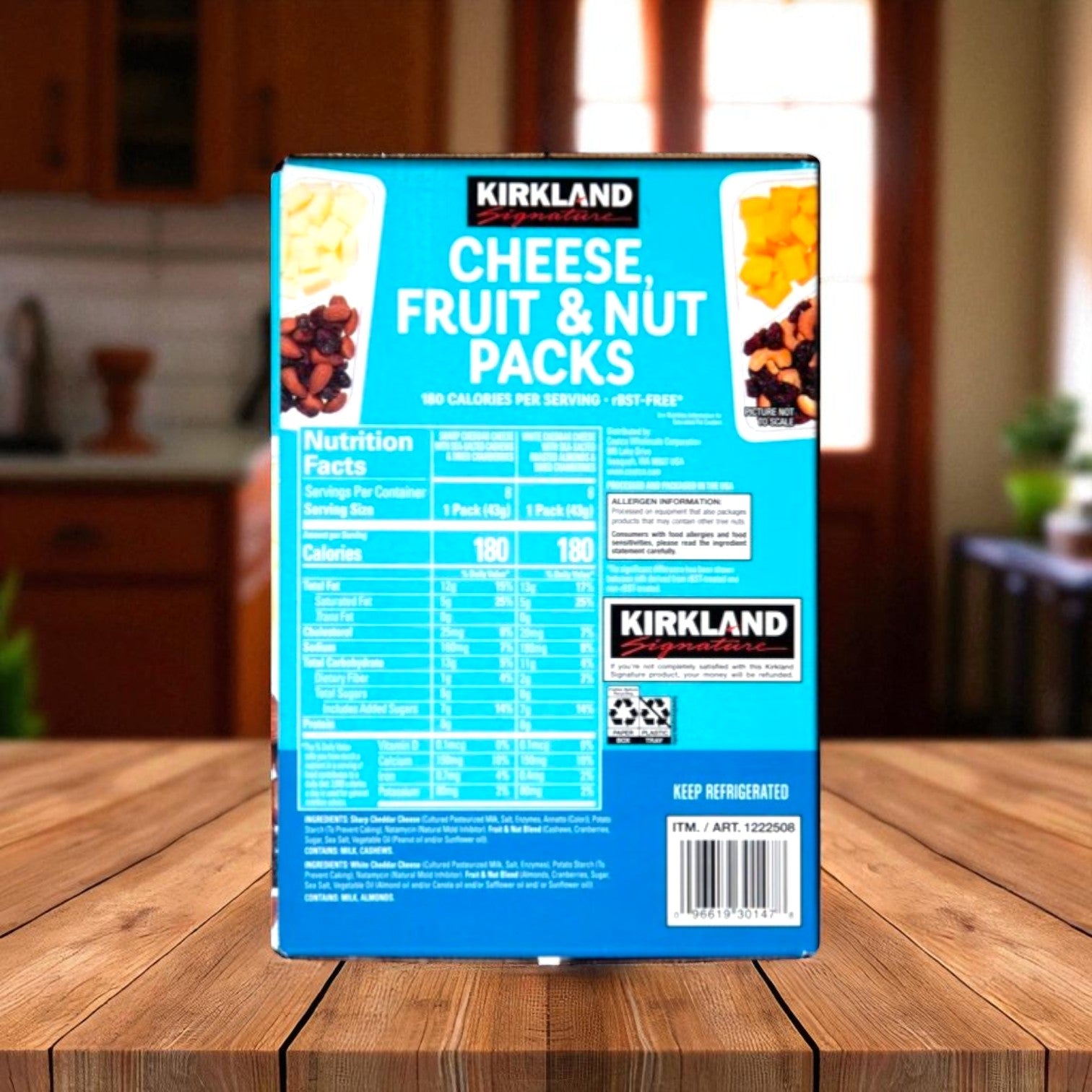 Kirkland Signature Cheese, Fruit & Nut Snack Packs, Variety Pack, 1.5 oz, 16 Count-3 Cases